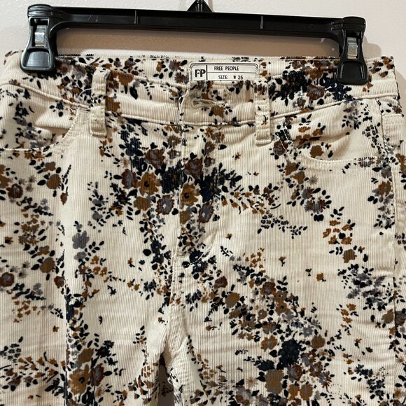 Free People Floral Print Skinny Straight Ankle Pants Size 25 - Picture 5 of 10